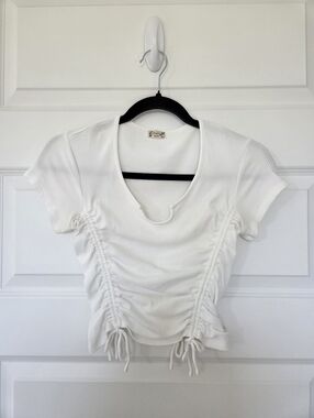 Free People Intimately Ribbed Tie Front Ruched Crop Top